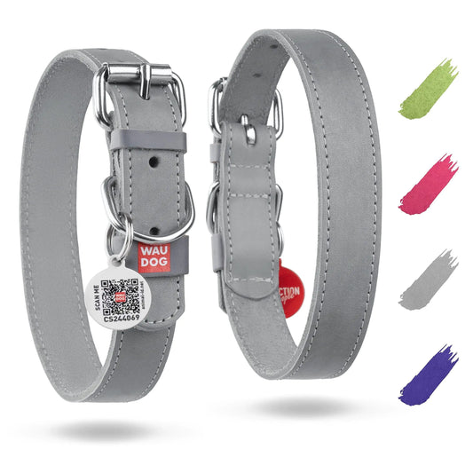 WAUDOG Long Lasting Leather Dog Collar for Large Dogs Medium & Small Dogs